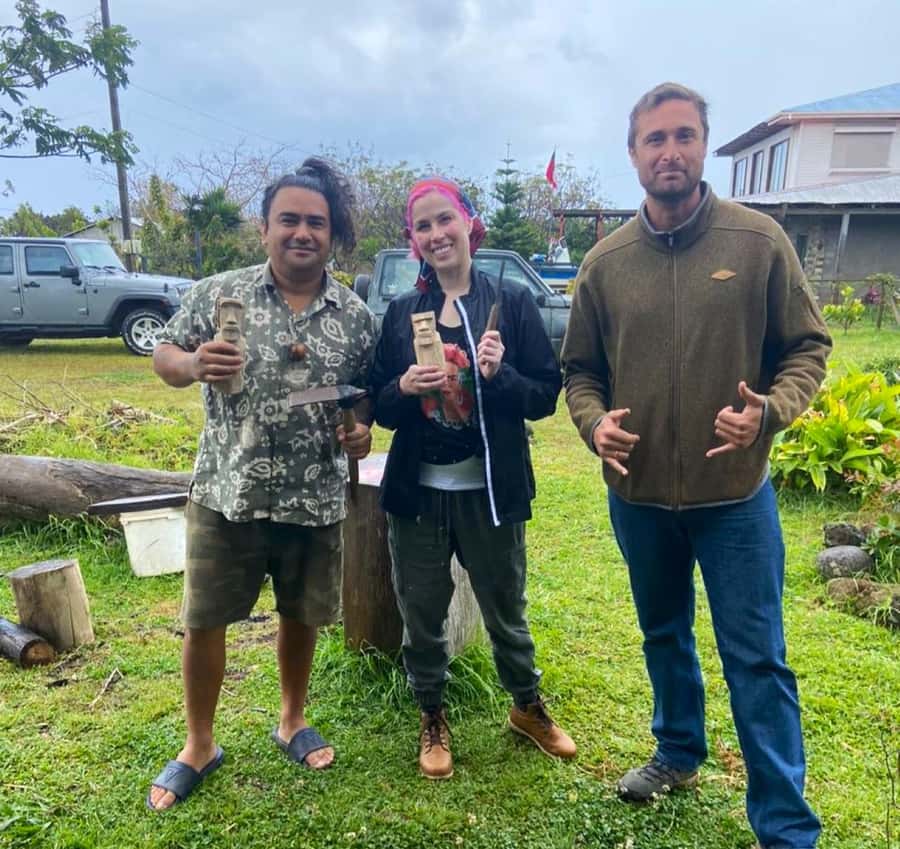 Easter Island: Demo of How to Carve a Moai statue - Meeting at Joaquin Rapu’s house, and how to find it